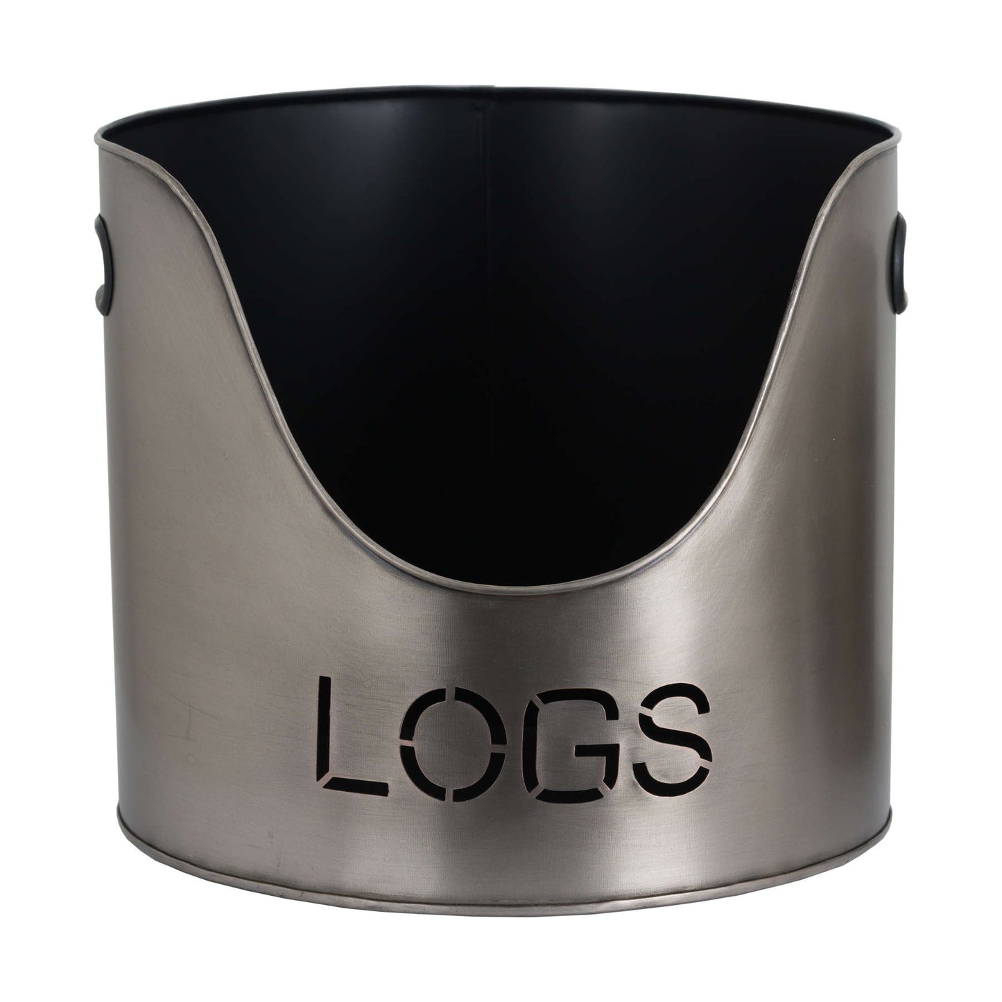 Pewter Finish Logs, Kindling Bucket And Matchstick Holder