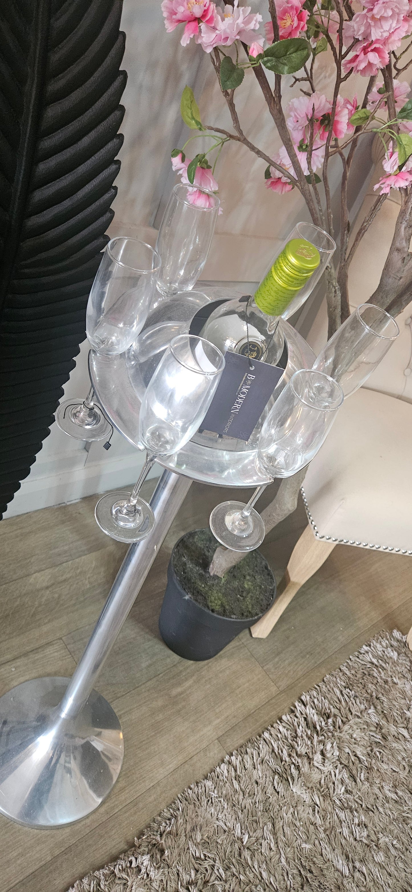 Floorstanding Wine Bottle Holder with Glasses