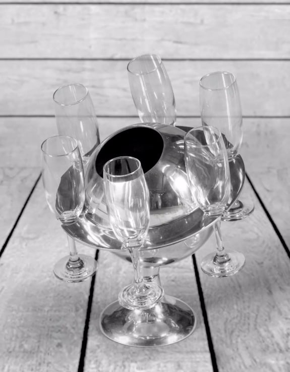 Champagne Bottle Holder with Glasses