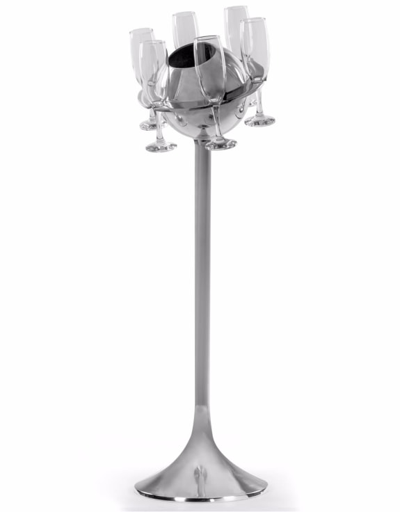 Floorstanding Wine Bottle Holder with Glasses