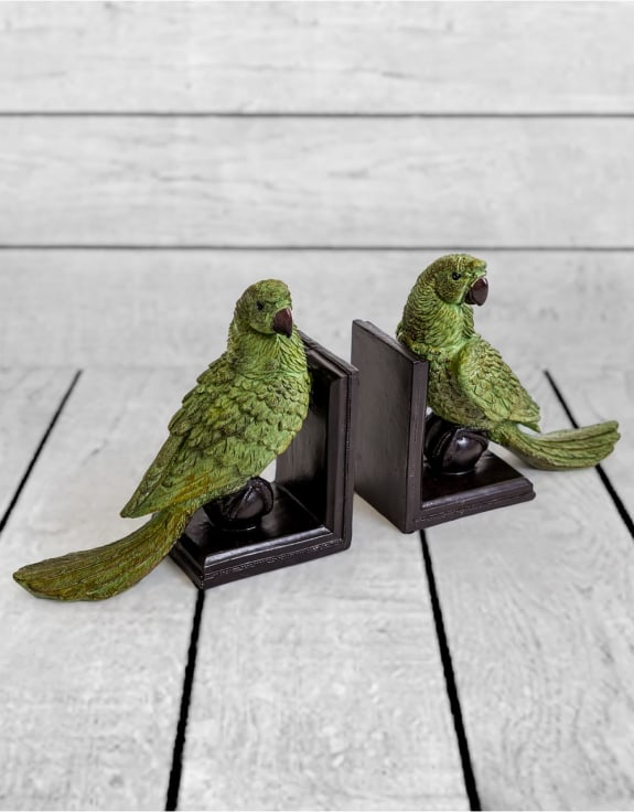 Green Parrot Bookends