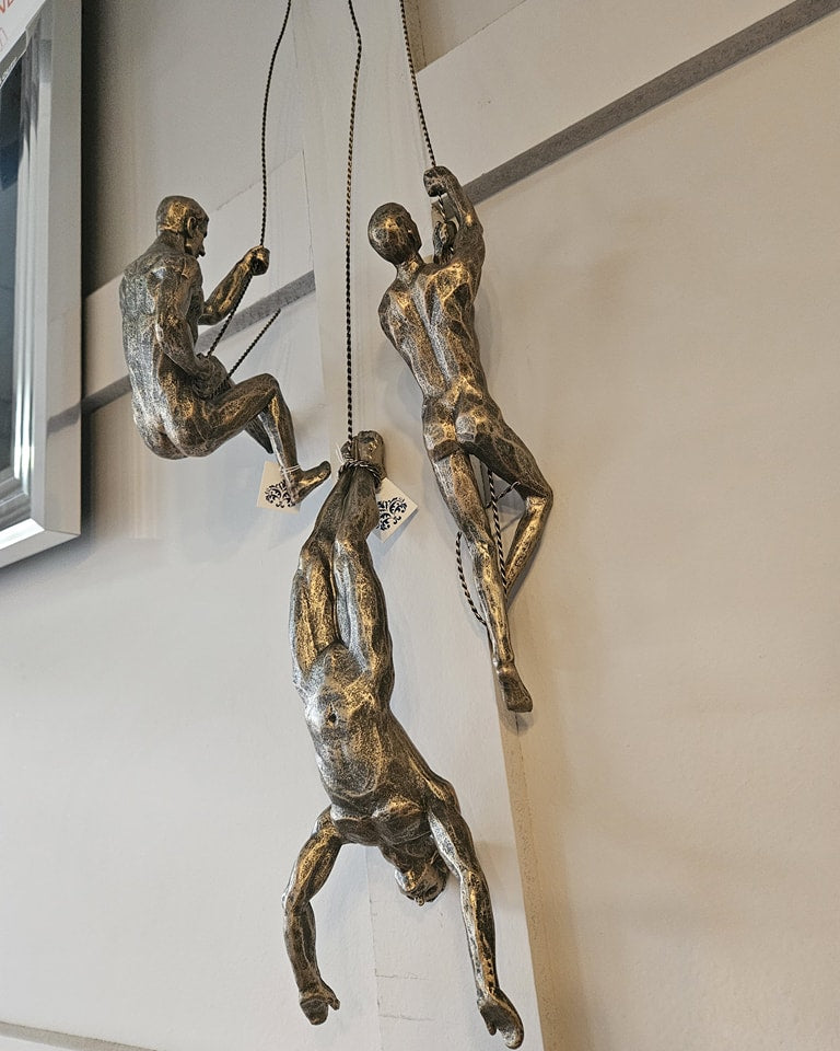Set of 3 Abseiling Men Copper