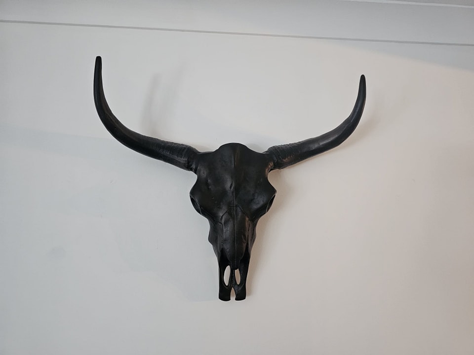 Large Aluminium Antique Bull Wall Skull