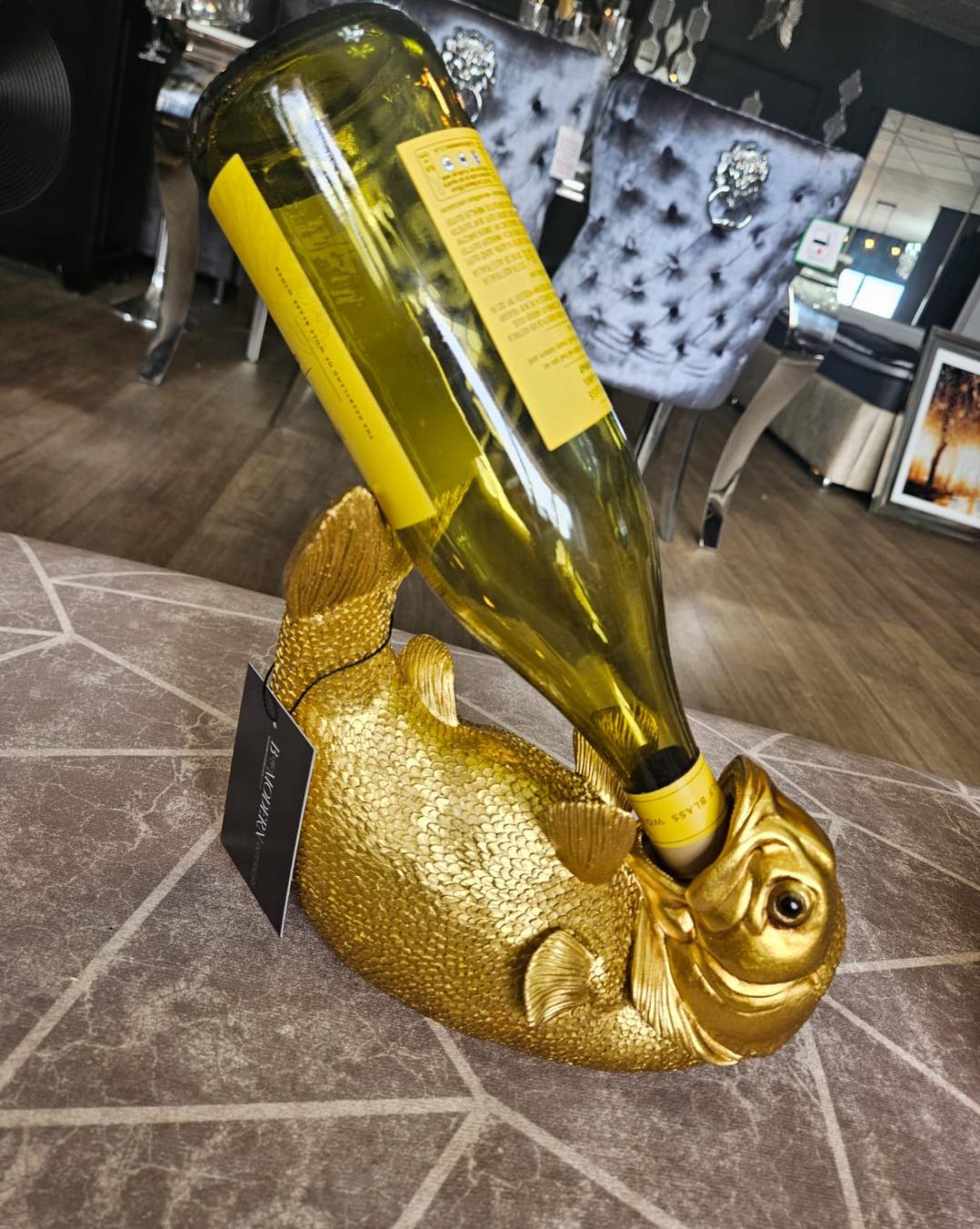 Drink Like a Fish Gold Wine Bottle Holder