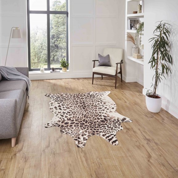 Faux Leopard Print Brown/Beige Rug