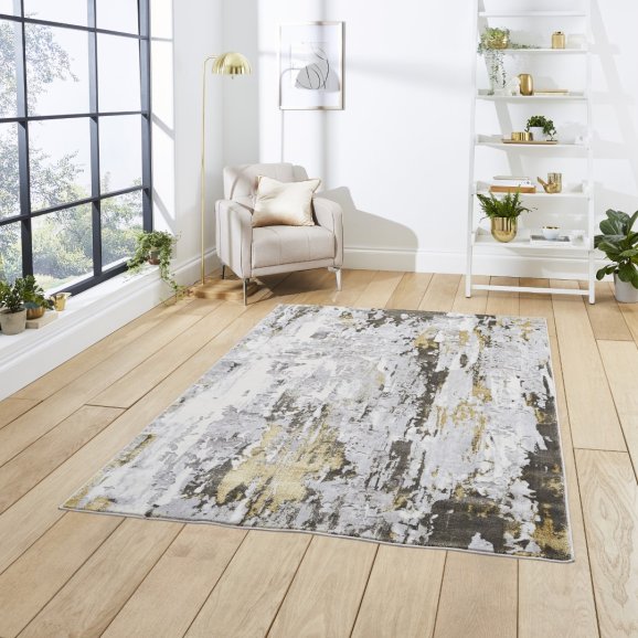 Leo Gold/Grey Abstract Rug