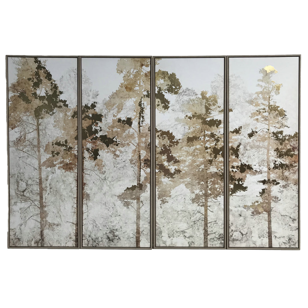 Gold Trees Set of 4 Framed Wall Art