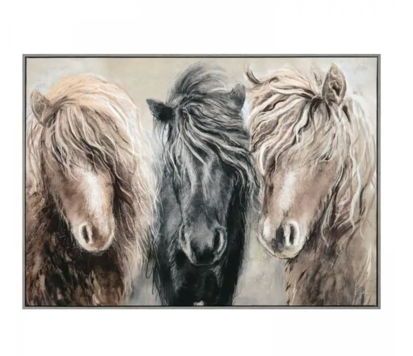 Horses in the Wind Framed Canvas Wall Art