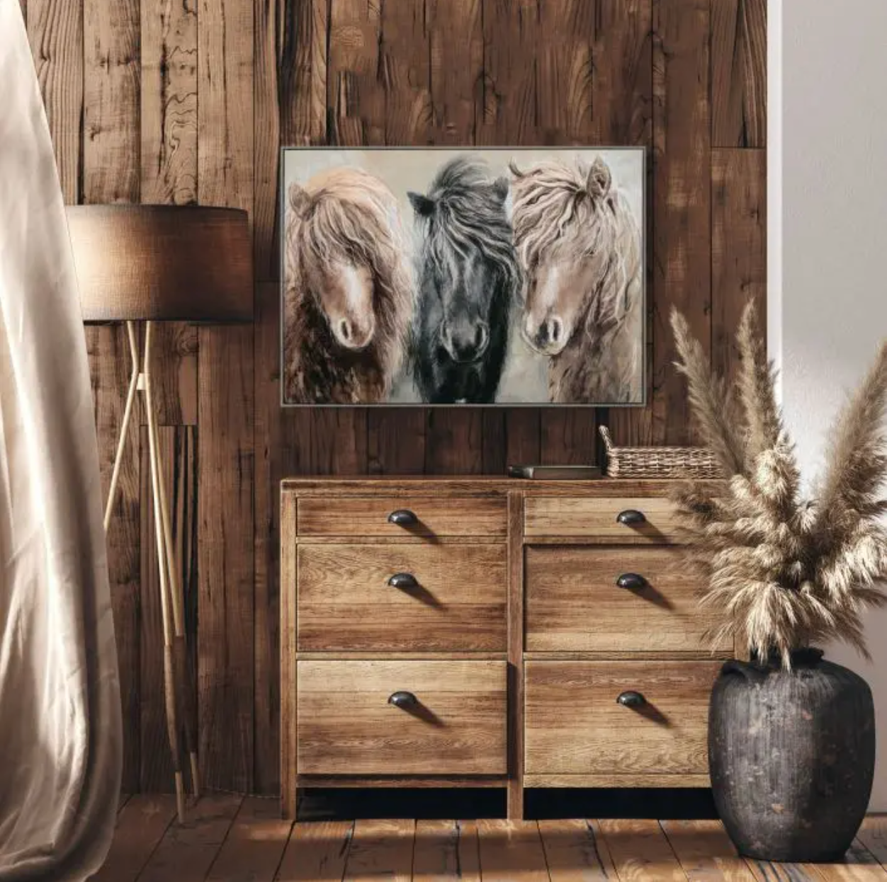 Horses in the Wind Framed Canvas Wall Art
