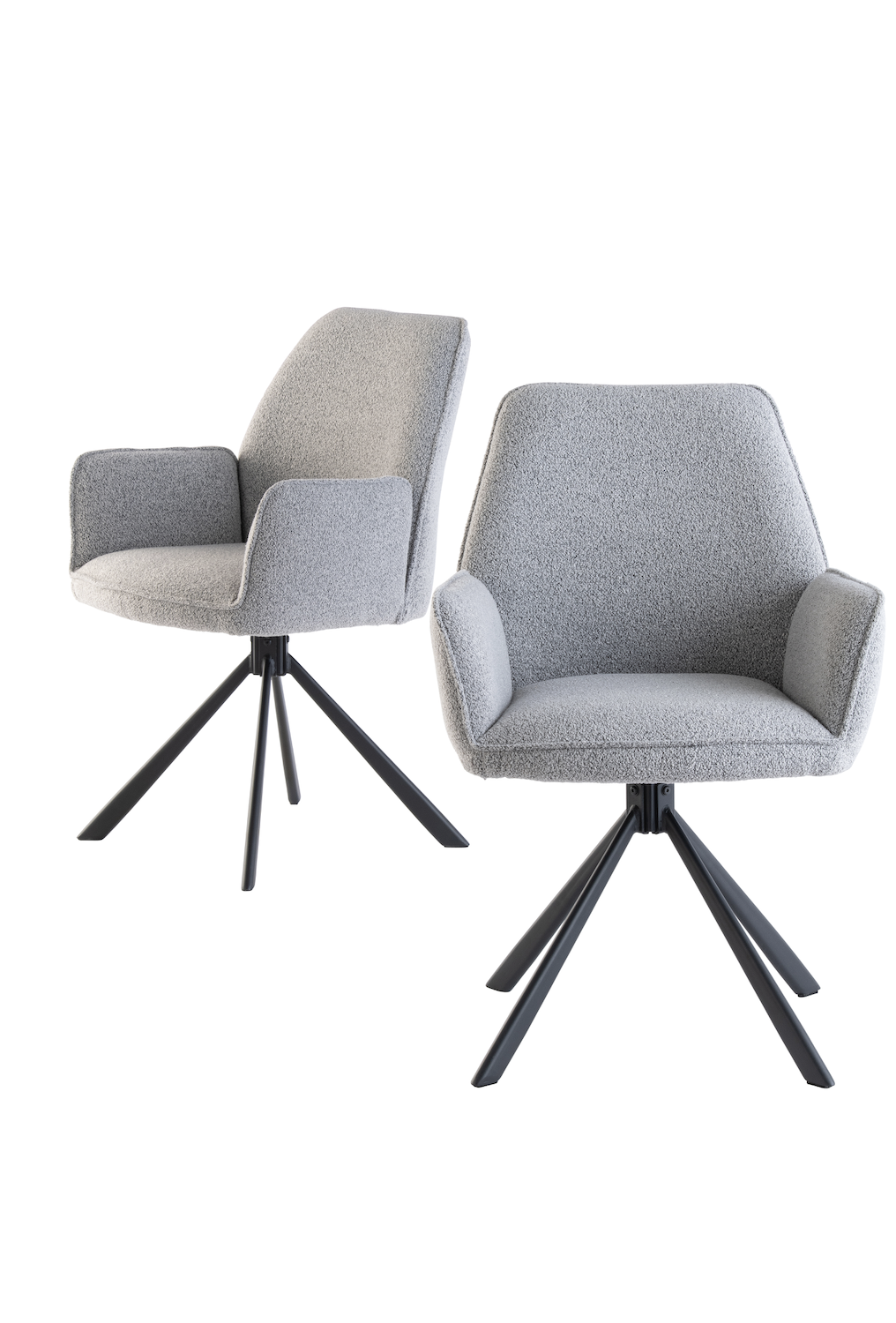Pair of Swivel Boucle Dining Chairs