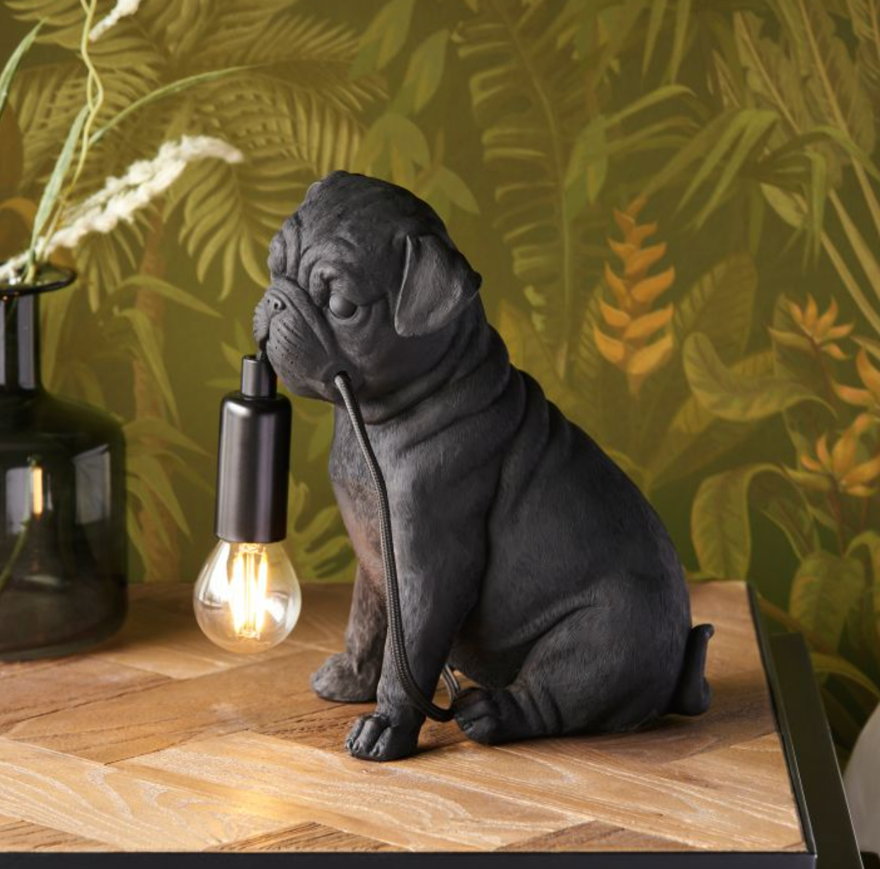 Pug Matt Black Table Lamp