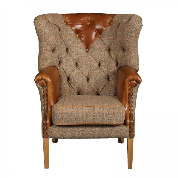 Buckingham Harris Tweed and Leather Gentleman's Chair