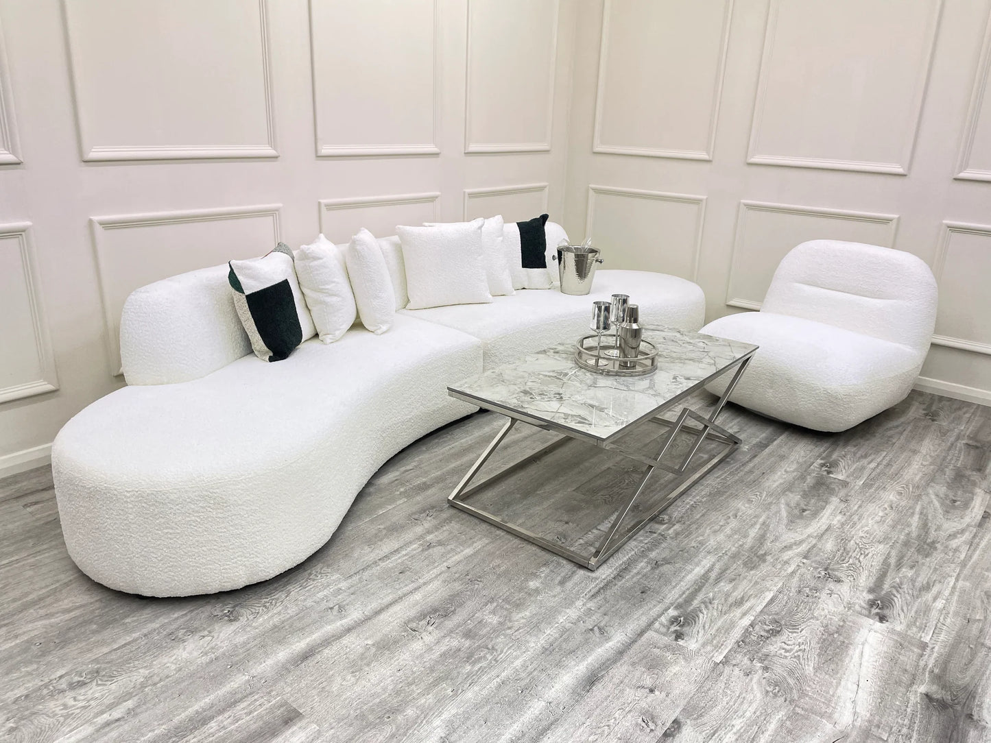 Paris Boucle Curved Sofa