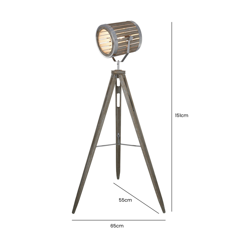 Grey Hollywood Director Floor Lamp