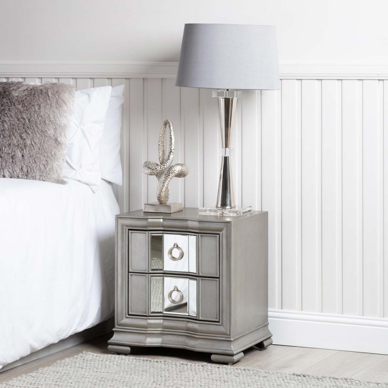 Silver Premium 2 Drawer Lucy Bedside