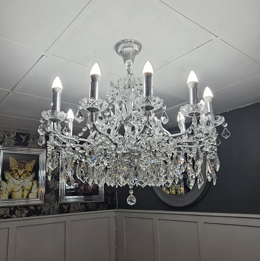 12 Arm Shallow Silver Leaf Chandelier