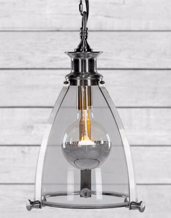 Chrome and Glass Lantern Ceiling Light