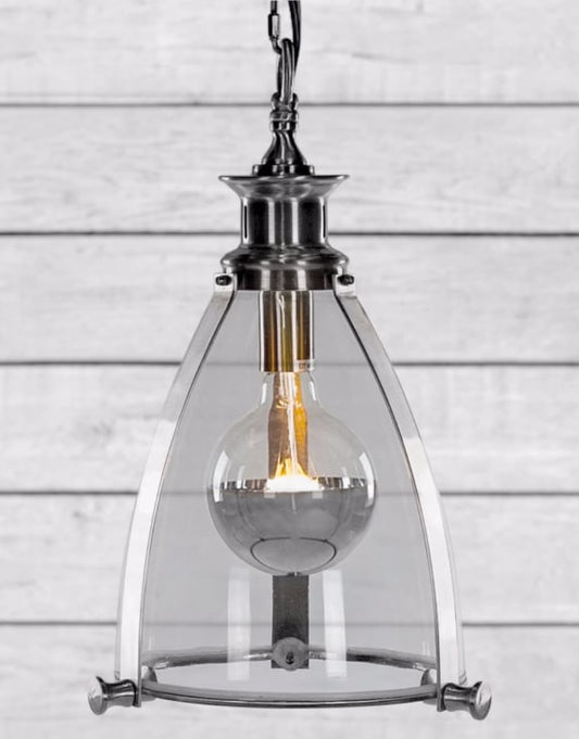 Chrome and Glass Lantern Ceiling Light