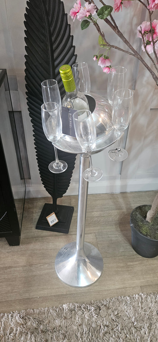 Floorstanding Wine Bottle Holder with Glasses