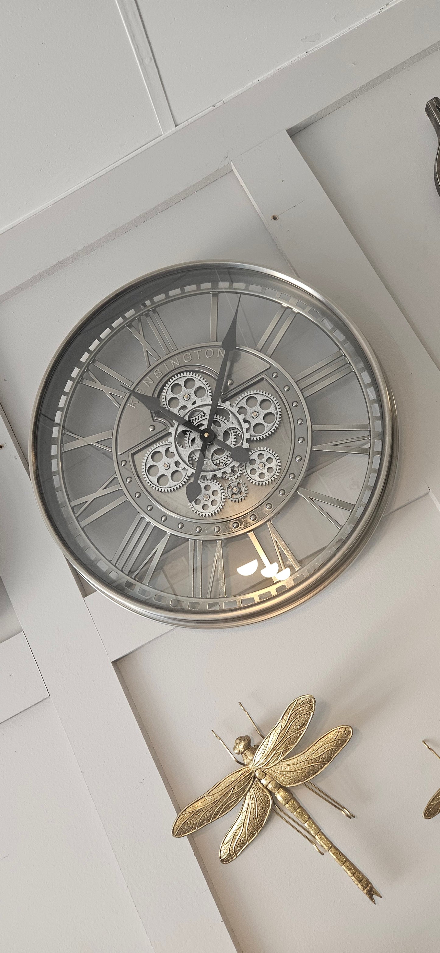 Brushed Antique Silver Cog Clock