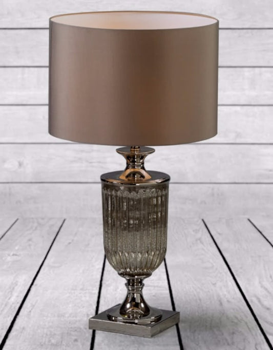 Taupe Antique Glass Urn Table Lamp