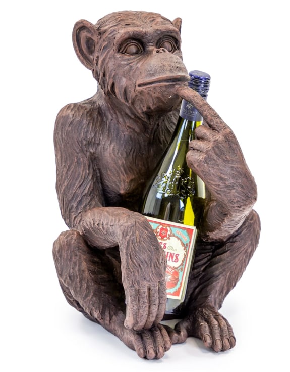 Antiqued Bronze Sitting Monkey Figure / Bottle Holder