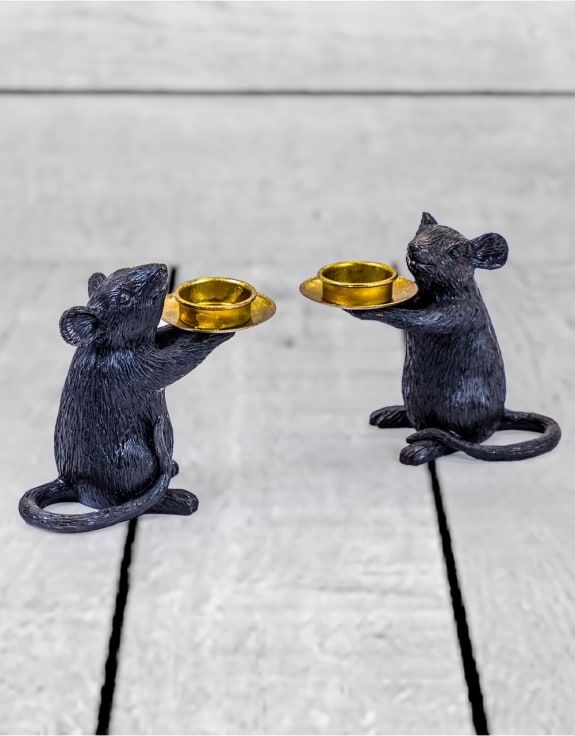 Black Mice Candle Holders