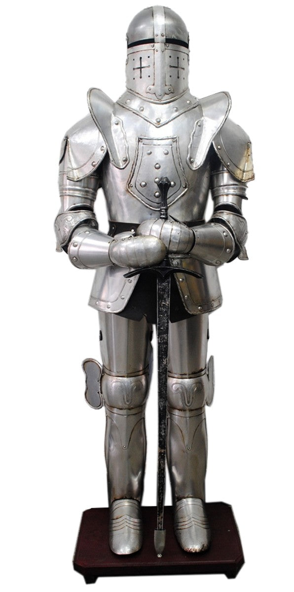 Silver Medieval Suit of Armour With Sword