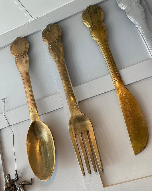XL Knife, Fork and Spoon Antique Gold