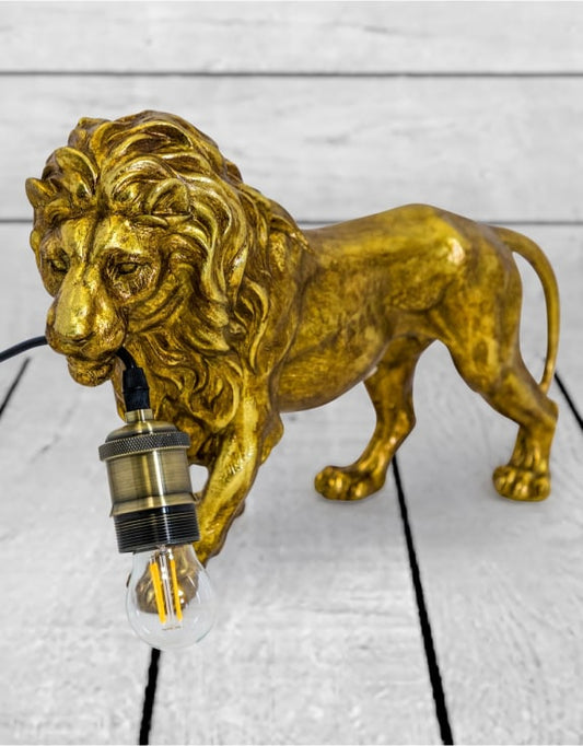 Antique Gold Lion Table Lamp