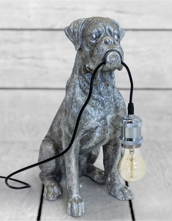 Antique Boxer Dog Table Lamp