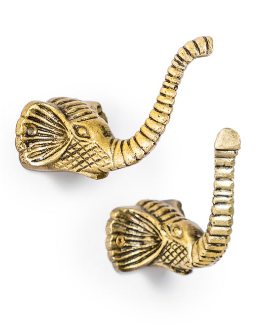 Elephant Antique Gold Coat Hooks
