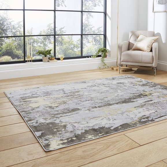 Leo Gold/Grey Abstract Rug