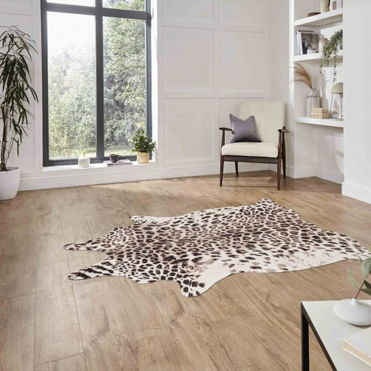 Faux Leopard Print Brown/Beige Rug