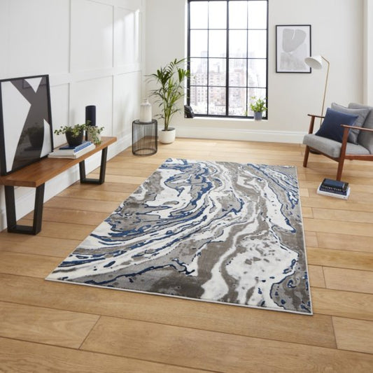 Leo Abstract Rug Grey/Navy