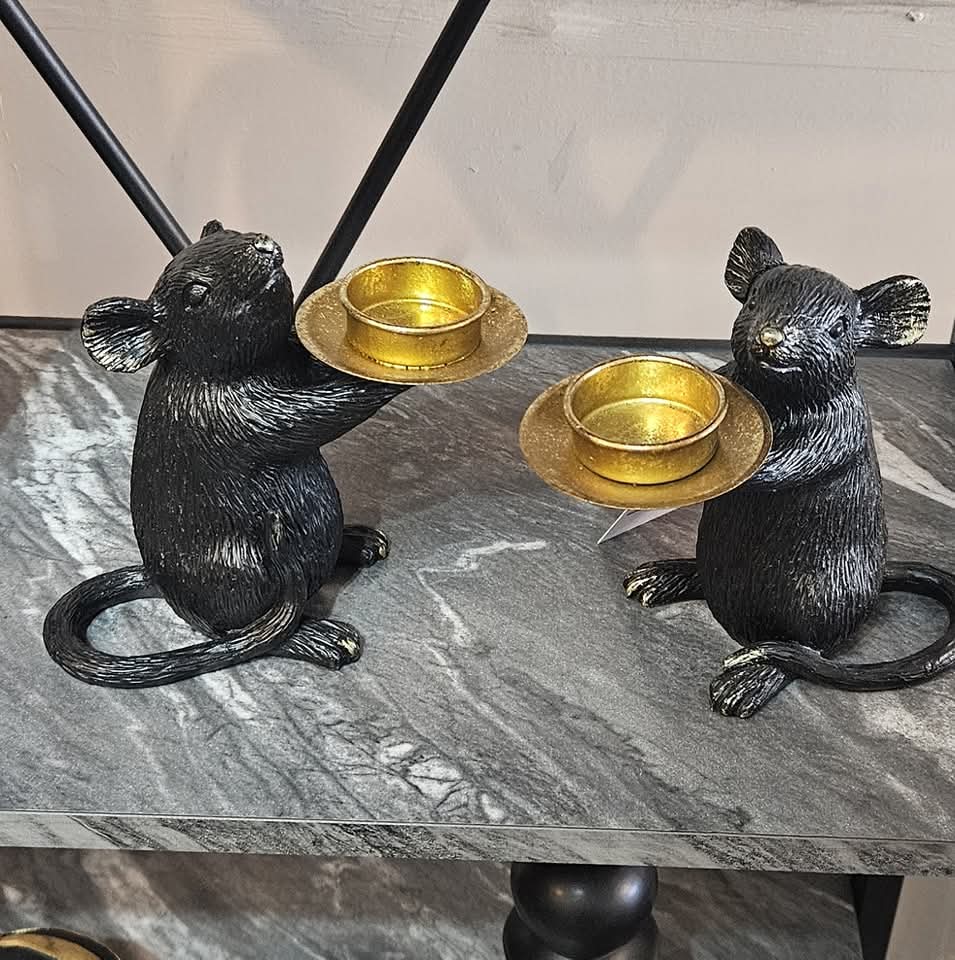 Black Mice Candle Holders