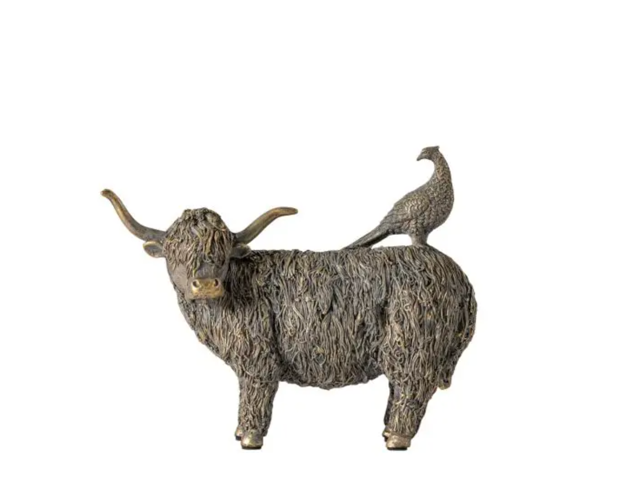 Highland Cow and Pheasant Ornament