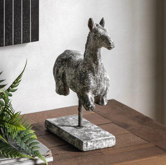 White Antique Horse Ornament