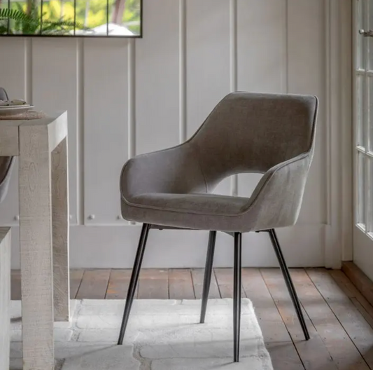 Pair of Fabric Grey Ivan Dining Chairs