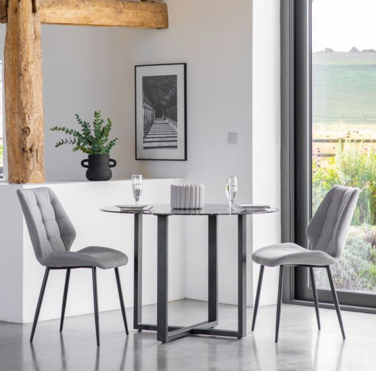 Pair of Melane Dining Chairs Grey