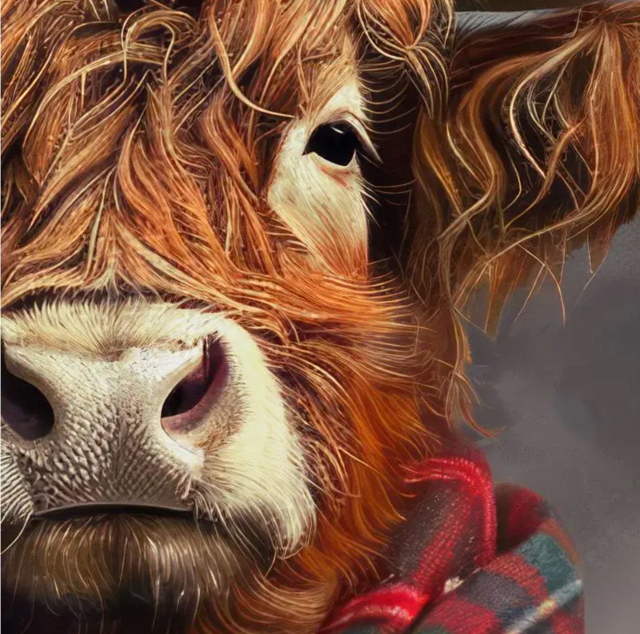 Highland Cow in Tartan Framed Wall Art