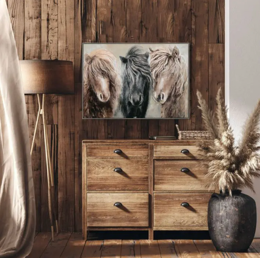 Horses in the Wind Framed Canvas Wall Art