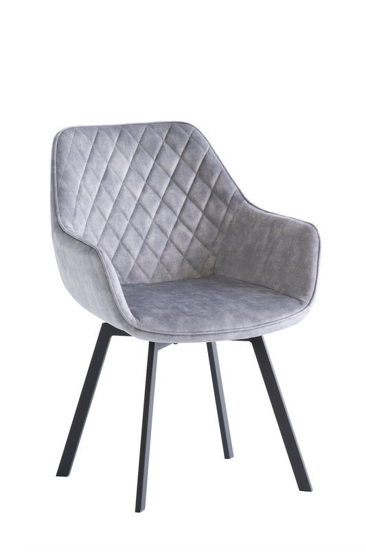Pair of Venice Light Grey Swivel Dining Chairs