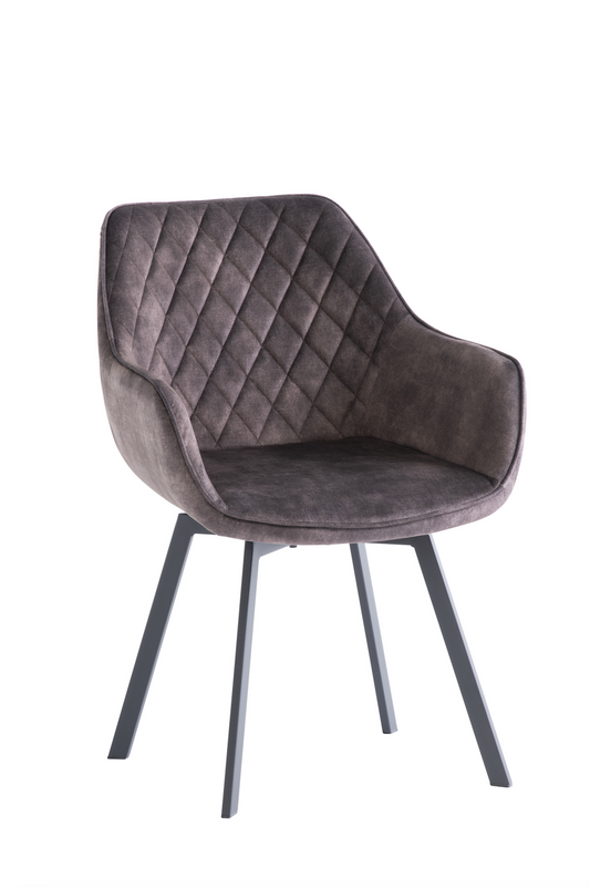 Pair of Venice Dark Grey Swivel Dining Chairs