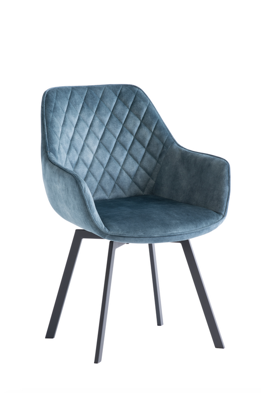 Pair of Venice Blue Swivel Dining Chairs