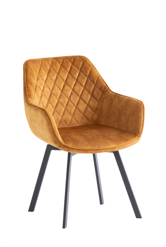 Pair of Venice Mustard Swivel Dining Chairs