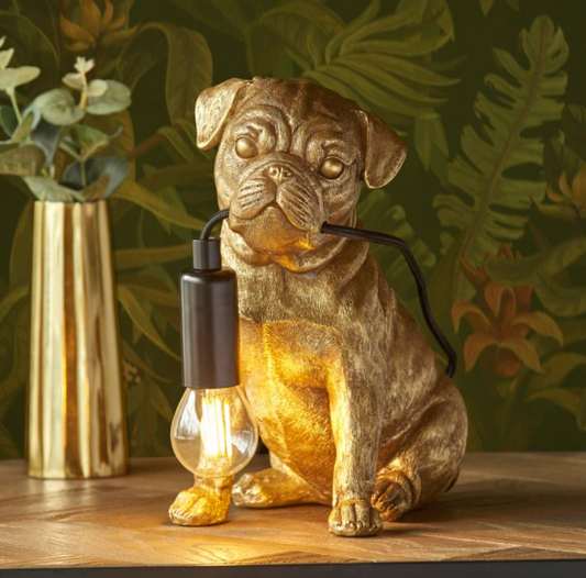 Pug Gold Table Lamp