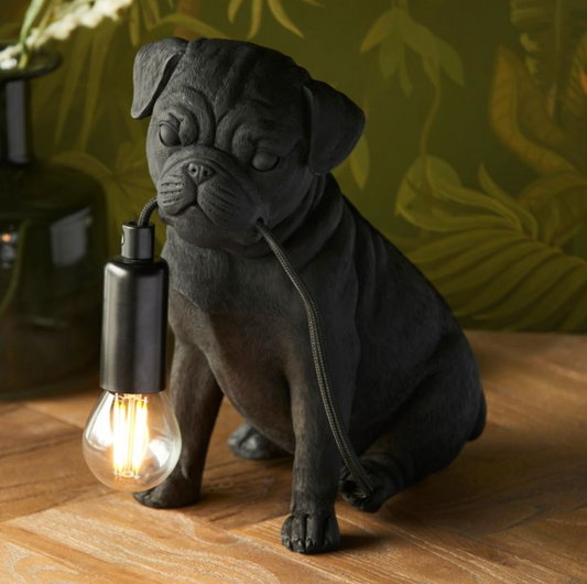 Pug Matt Black Table Lamp