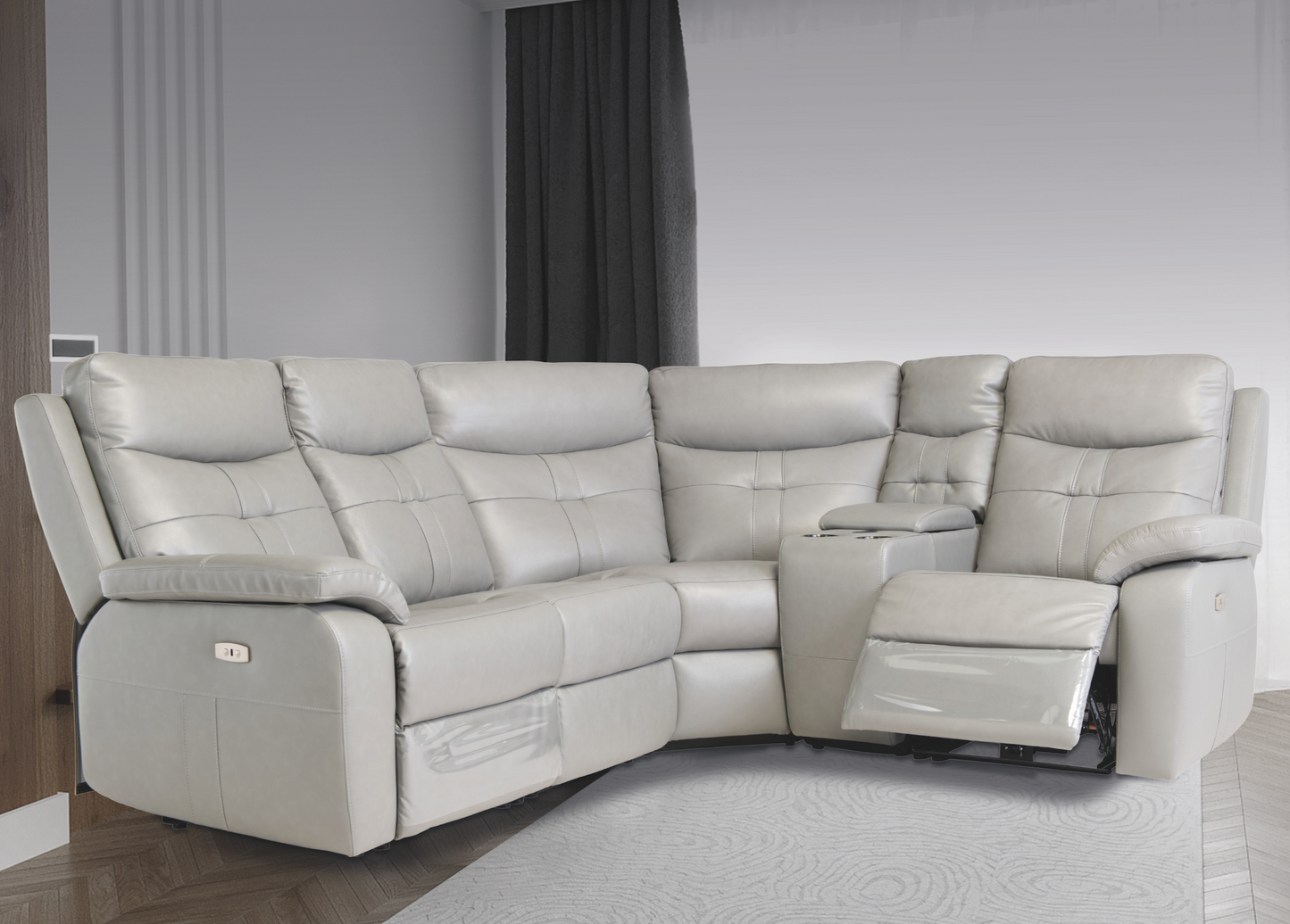 Emily Light Grey Electric Reclining Corner Sofa