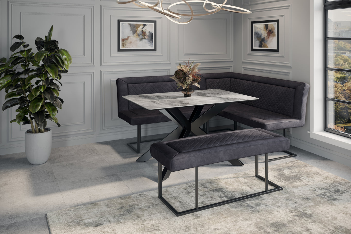 Apollo Corner Bench Set with Dining Table